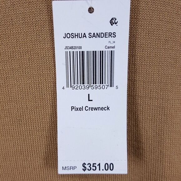 JOSHUA SANDERS Sweater Mens Large Tan PIXEL Crew Smiley Face 100% Wool $351 - Picture 5 of 9